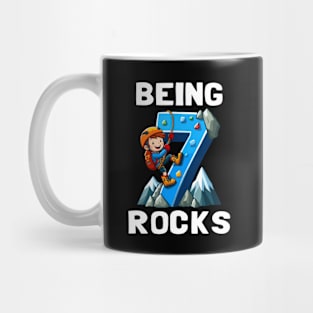 Kids 7 Year Old Rock Climbing , 7th Birthday Mug